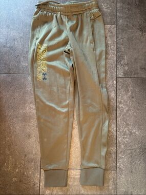 Under Armour Olive Green Joggers with Yellow Logo